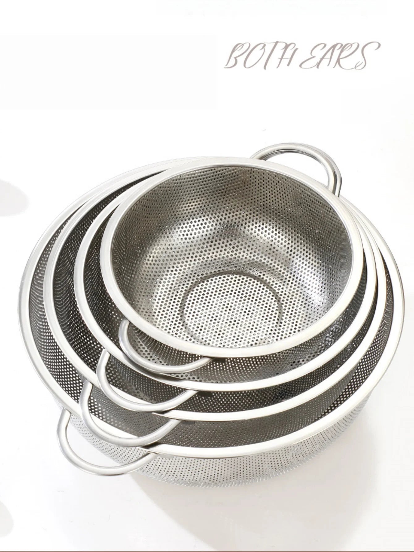 All Purpose Stainless Steel Fine Mesh Strainer Net Baskets with Handles Resting Base Colander Set Kitchen Supplies