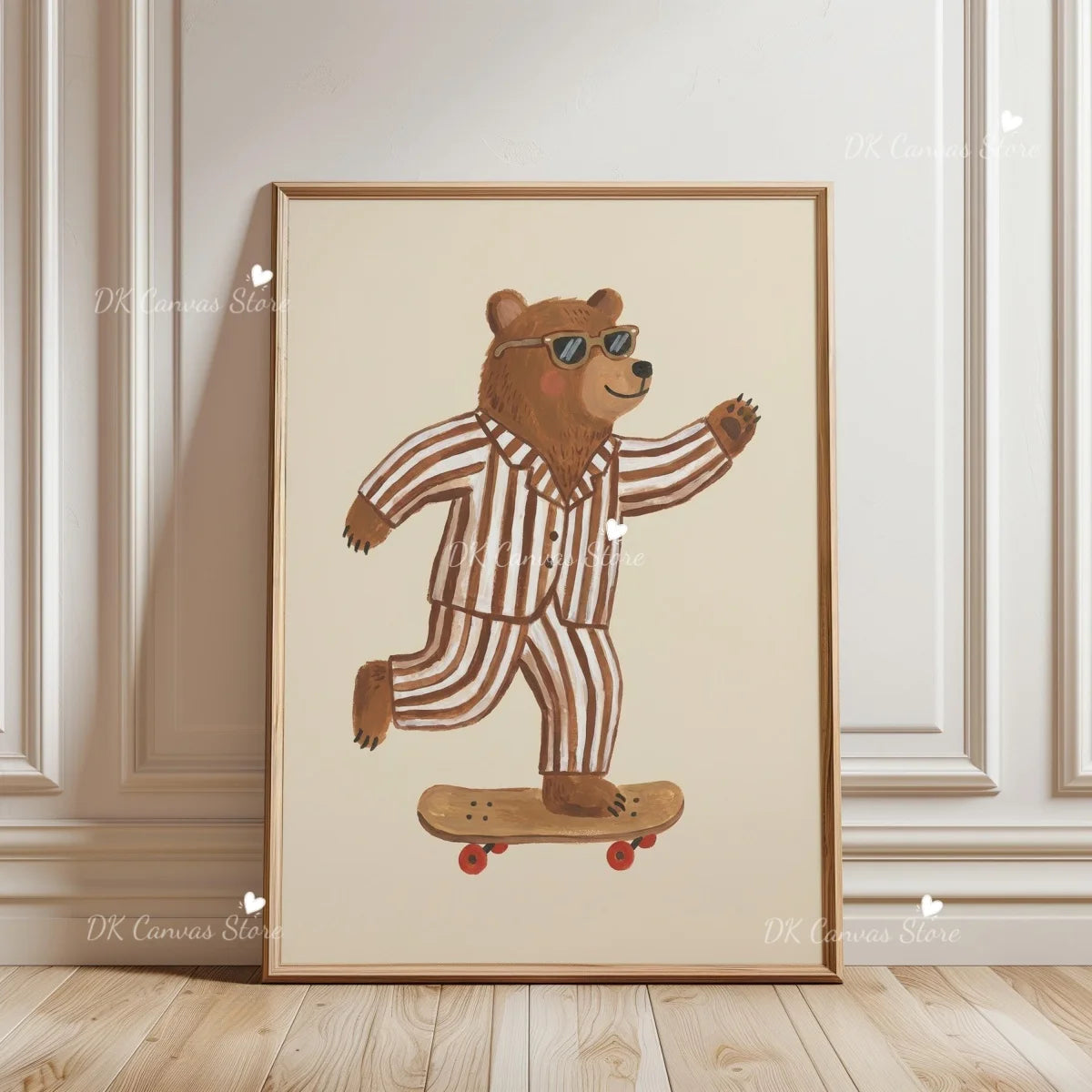 Cute Skateboard Dog Dachshund Canvas Prints Poster Cartoon Funny Animal Art Prints Bedroom Nursery Wall Art Home Decor Poster