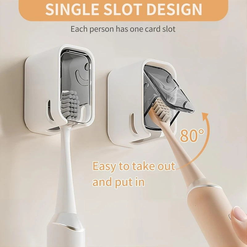 2/3/4PCS Toothbrush Holder Wall-mounted Punch-free Toothbrush Rack Dustproof Bathroom Electric  Toothbrush Organizer