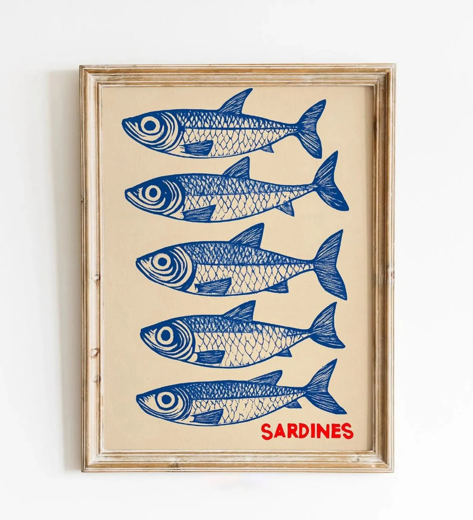 Pink Canned Sardines Canvas Print Sardine Fisherman Aesthetic Wall Art Poster for Modern Living Room Kitchen Home Decor Gifts