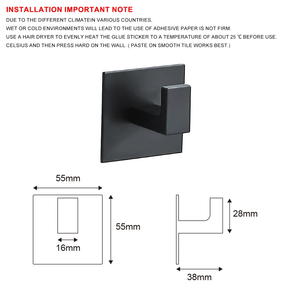 Black Self-Adhesive Wall Hooks For Hanging Keys Clothes Hanger Door Metal Robe Hook Coat Rack Towel Holder Bathroom Accessories