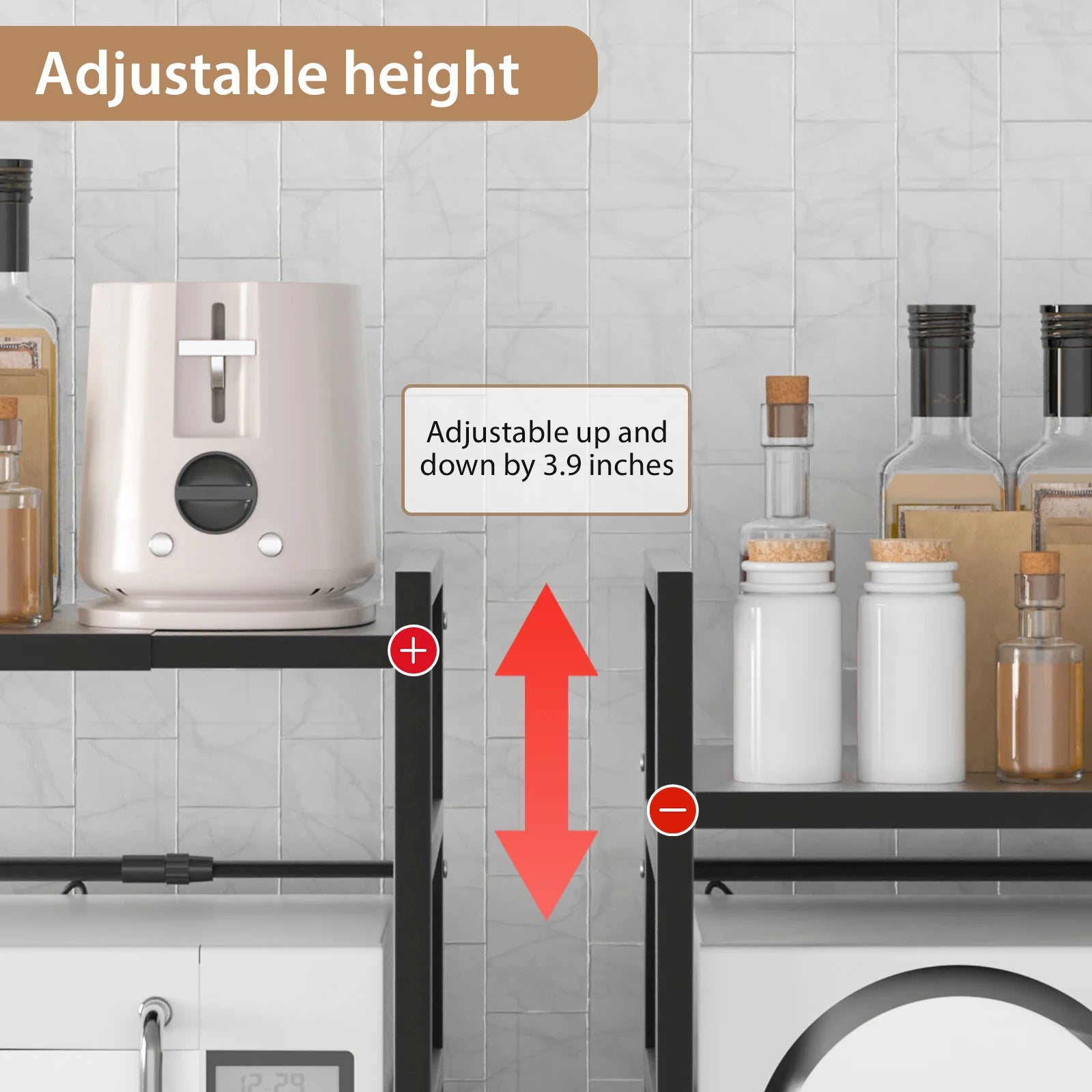 Expandable Microwave Shelf, 1 or 2 Tier Microwave oven Rack Stand Storage Holder Kitchen Corner Shelf Desktop Printer Shelf Rack
