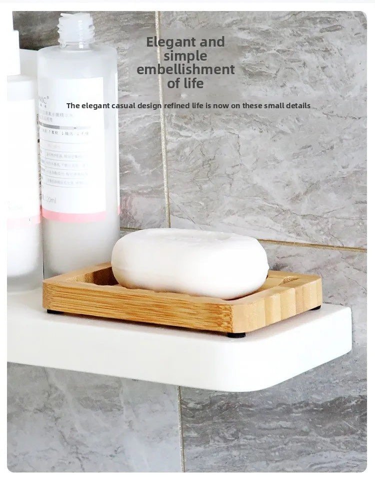 1 Pc Bamboo Soap Dish, Wood Bar Soap Holder for Shower, Trays Self Draining, Soap Saver for Shower Bathroom Kitchen