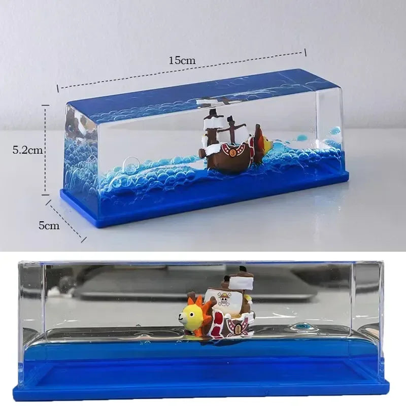 Going Merry Floating Ship Figure Fluid Liquid Thousand Sunny Barcos Decor Floating Boat Drift Barcos Living Room Decoration Gift