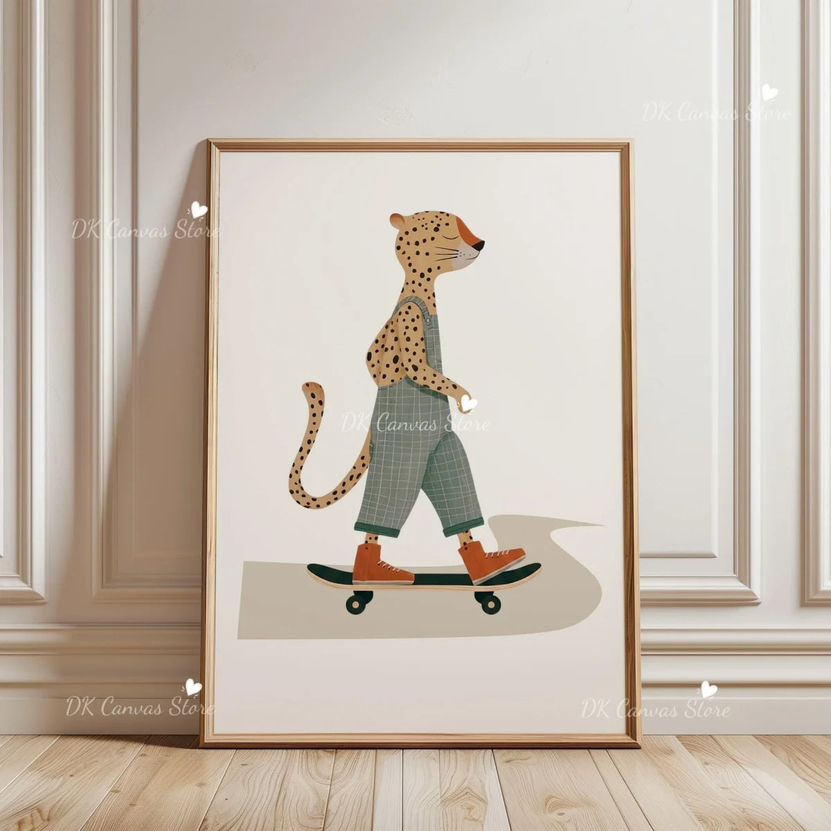 Cute Skateboard Dog Dachshund Canvas Prints Poster Cartoon Funny Animal Art Prints Bedroom Nursery Wall Art Home Decor Poster
