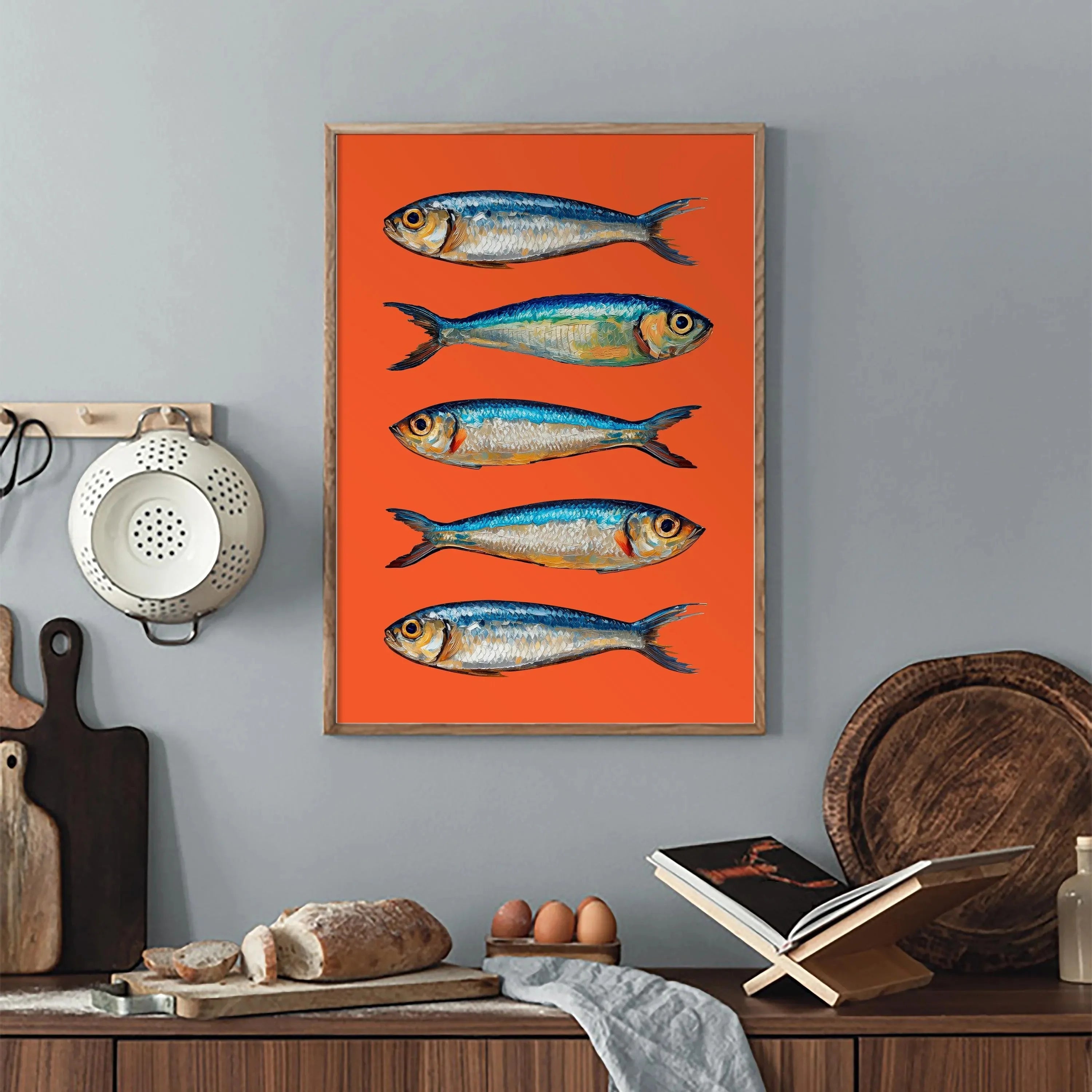 Pink Canned Sardines Canvas Print Sardine Fisherman Aesthetic Wall Art Poster for Modern Living Room Kitchen Home Decor Gifts