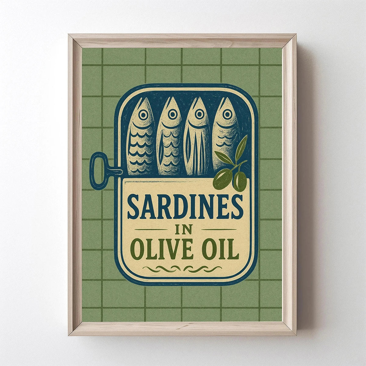 Pink Canned Sardines Canvas Print Sardine Fisherman Aesthetic Wall Art Poster for Modern Living Room Kitchen Home Decor Gifts
