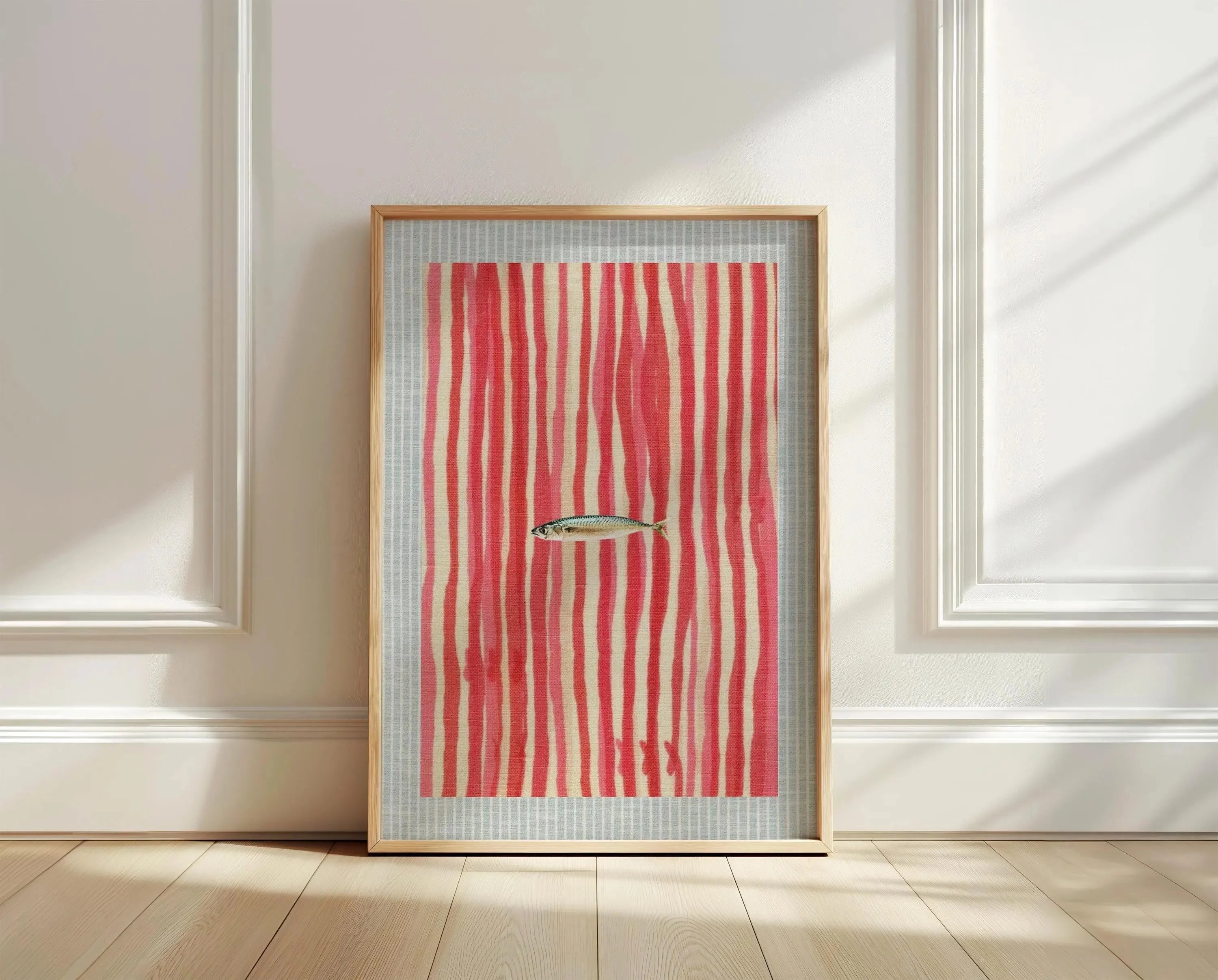 Pink Canned Sardines Canvas Print Sardine Fisherman Aesthetic Wall Art Poster for Modern Living Room Kitchen Home Decor Gifts