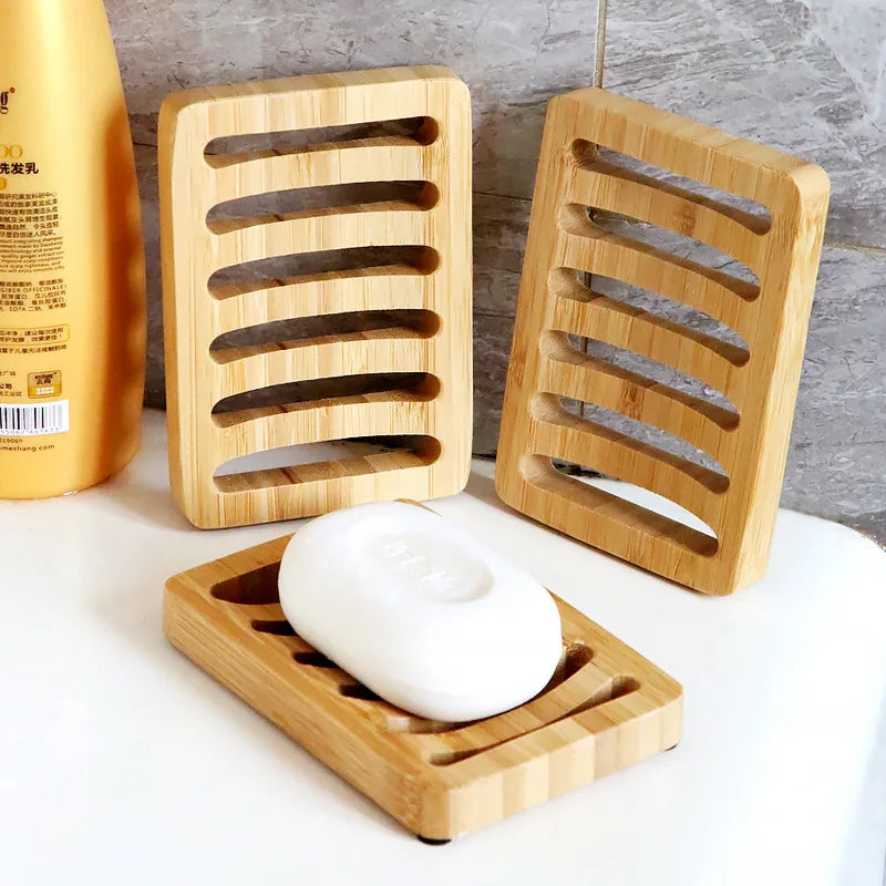 1 Pc Bamboo Soap Dish, Wood Bar Soap Holder for Shower, Trays Self Draining, Soap Saver for Shower Bathroom Kitchen