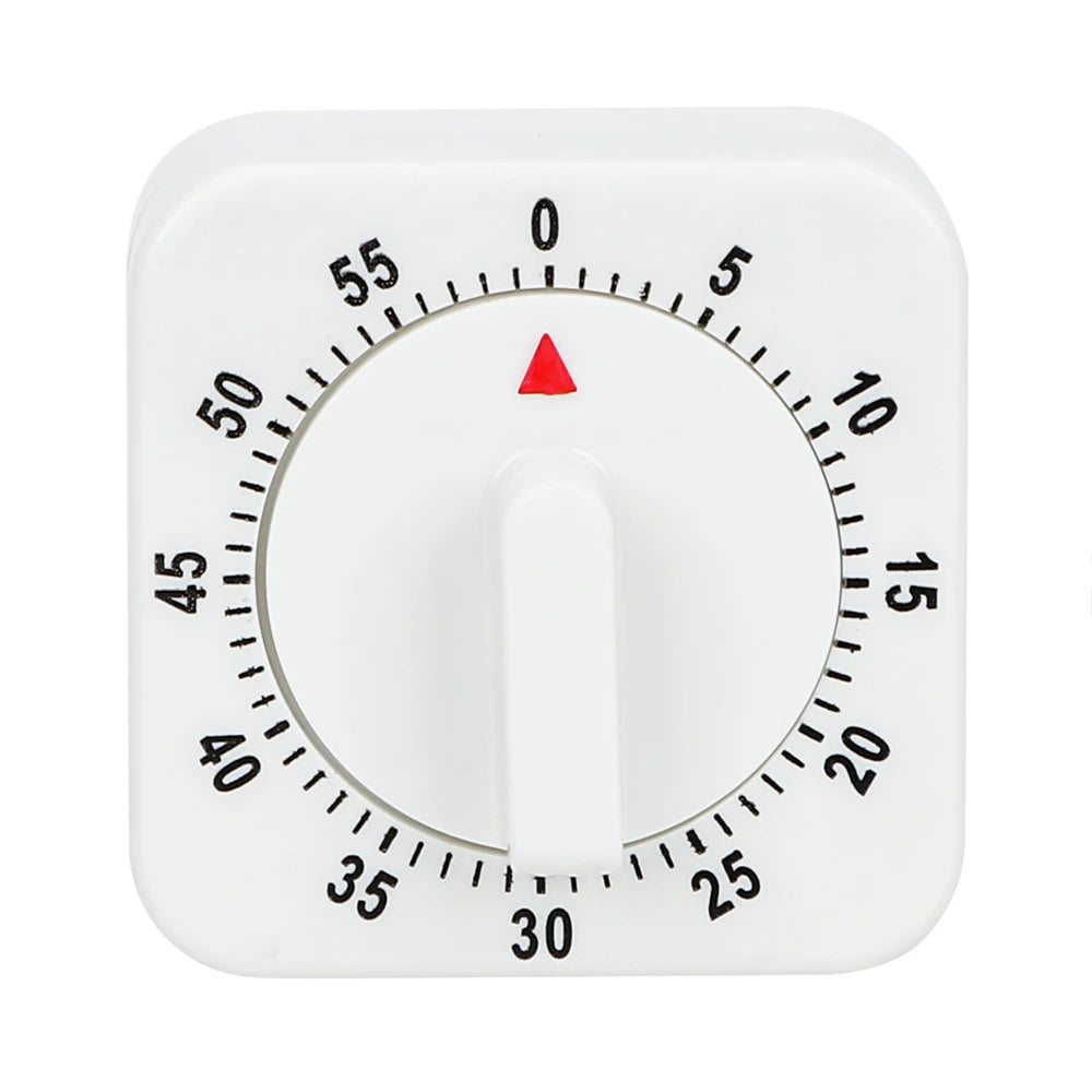 HILIFE Practical 60 Minutes Kitchen Timer Cooking Tools White Square Mechanical Timer Countdown Alarm Reminder