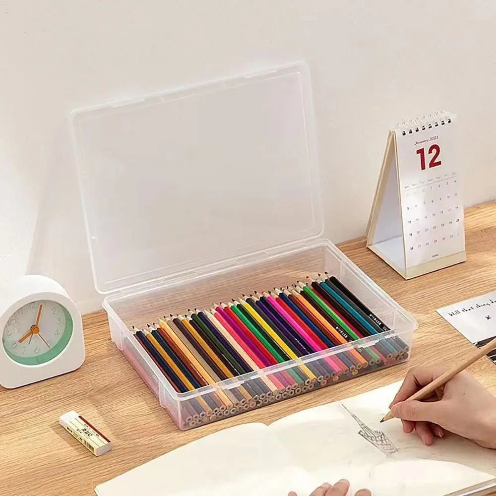 1Pc Transparent Storage Container Plastic Dustproof Box Stationery Jewelry Portable Large Capacity A4 A5 File Organizer Supplies