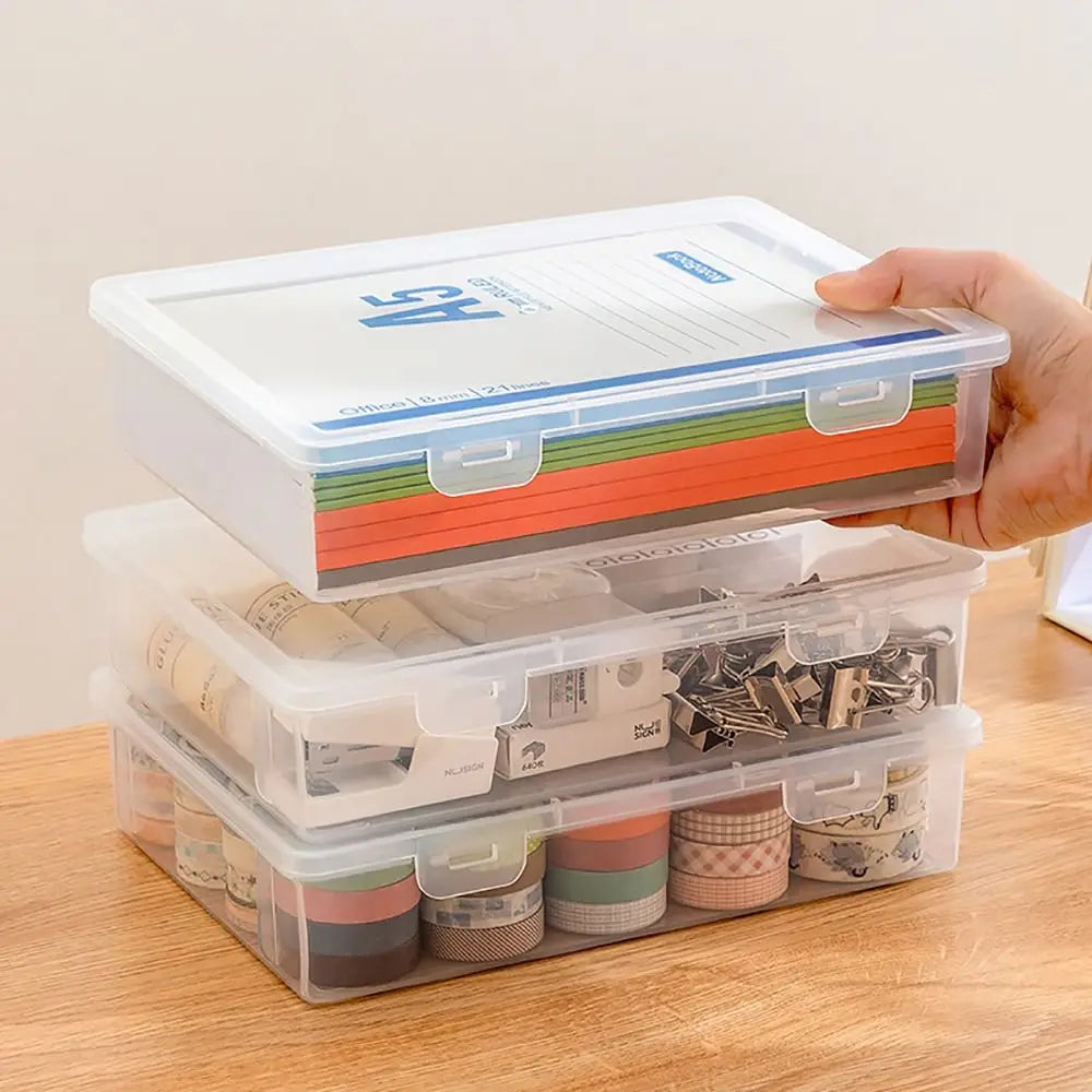 1Pc Transparent Storage Container Plastic Dustproof Box Stationery Jewelry Portable Large Capacity A4 A5 File Organizer Supplies
