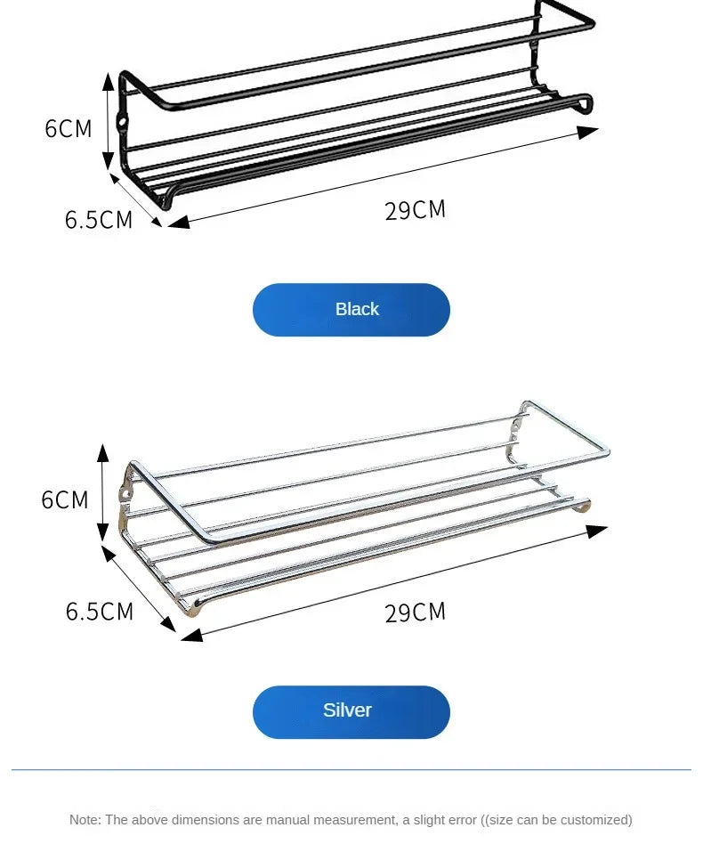 2Pcs Kitchen Organizer Metal Hanging Racks for Home Restaurant Wall-Mounted Seasoning Shelf Spice Storage Rack Shelf Organizer