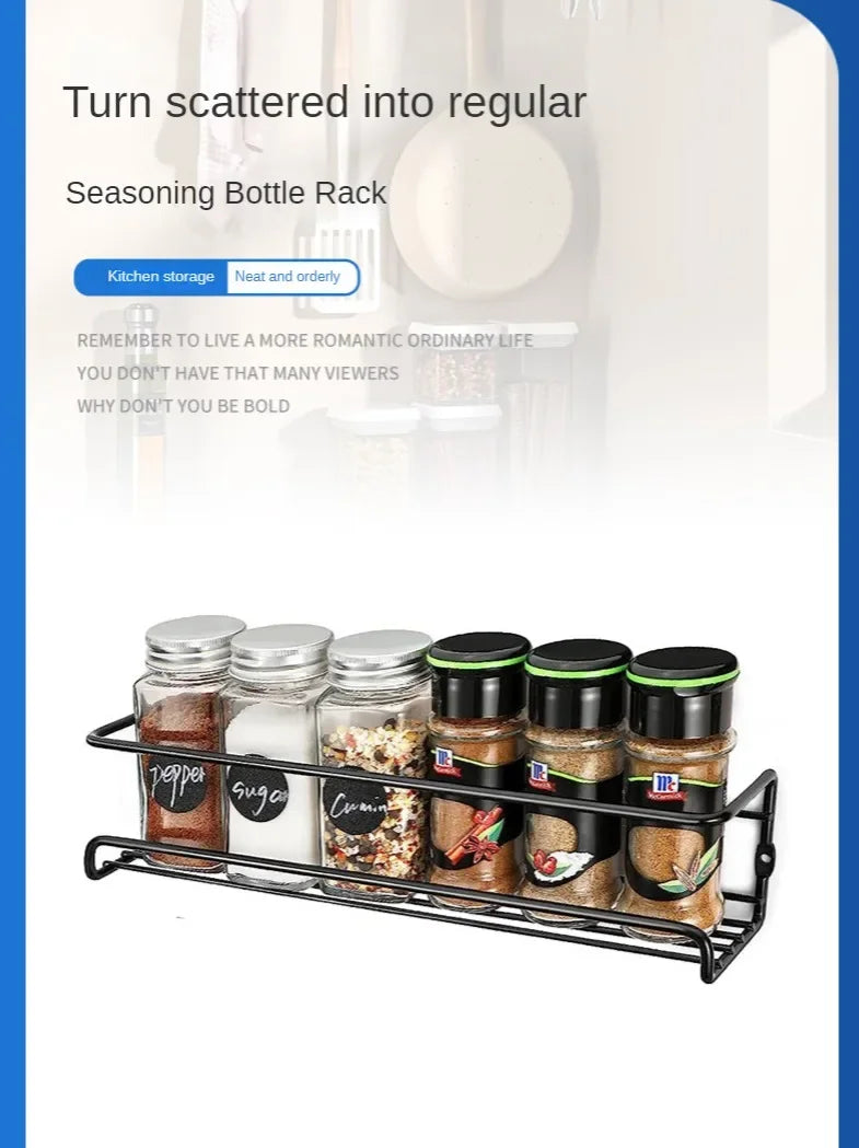 2Pcs Kitchen Organizer Metal Hanging Racks for Home Restaurant Wall-Mounted Seasoning Shelf Spice Storage Rack Shelf Organizer