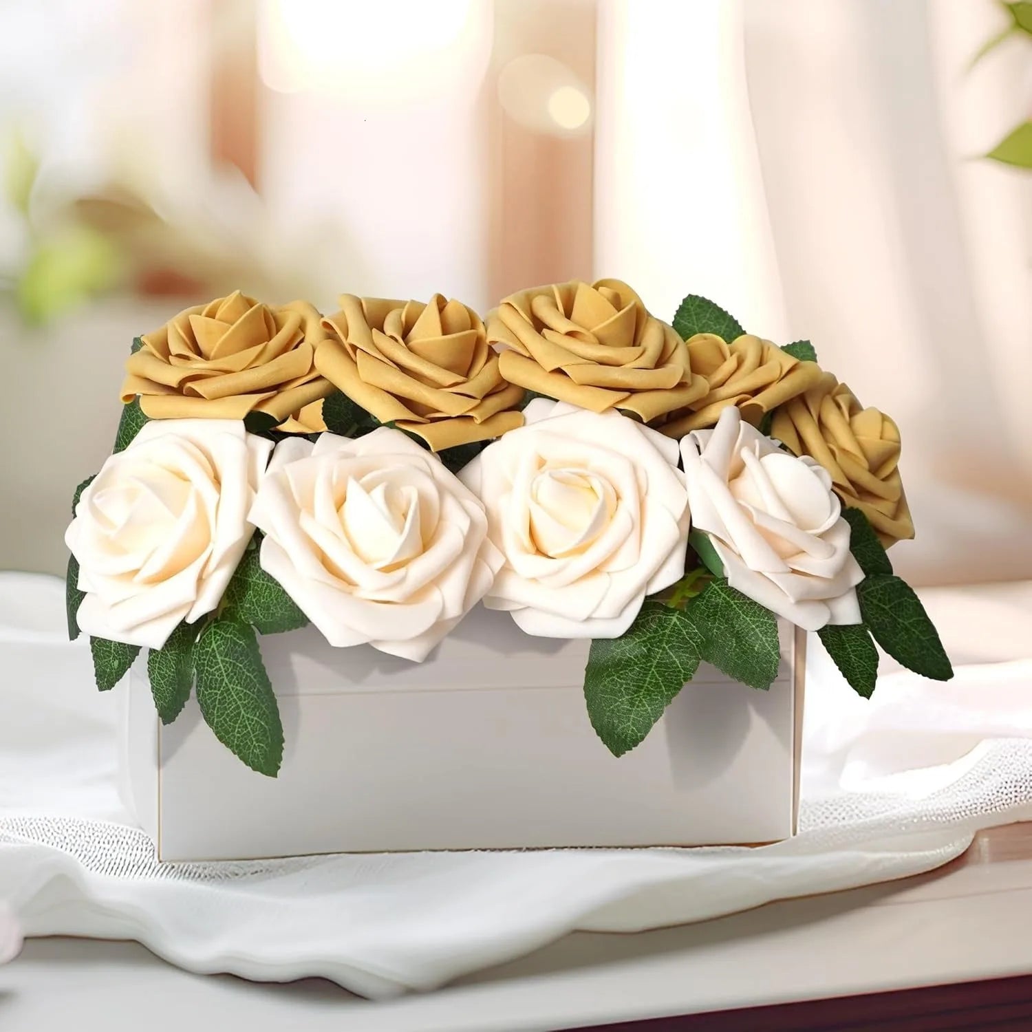 10~100pcs Rose Artificial Flowers Foam Fake Roses Wedding Bouquets Centerpieces Mothers Day Valentines Gifts Party Decoration