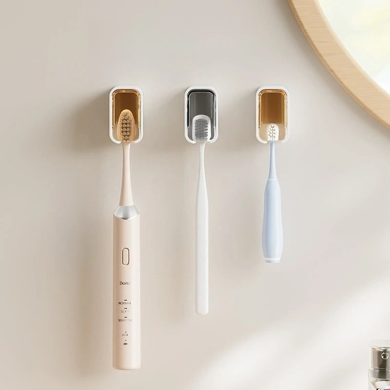 2/3/4PCS Toothbrush Holder Wall-mounted Punch-free Toothbrush Rack Dustproof Bathroom Electric  Toothbrush Organizer