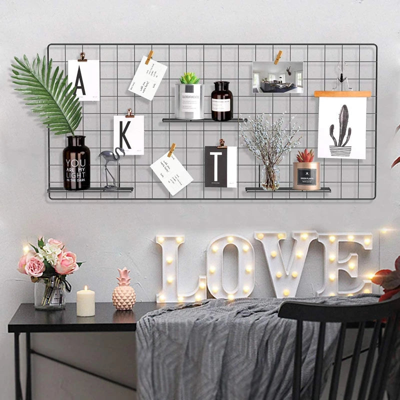 Grid Photo Wall Accessories Hanging Basket Wrought Iron Wall Decoration Creative Wall Decorations Hanging Decoration Wall Indoor