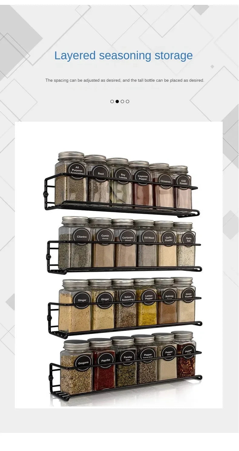 2Pcs Kitchen Organizer Metal Hanging Racks for Home Restaurant Wall-Mounted Seasoning Shelf Spice Storage Rack Shelf Organizer