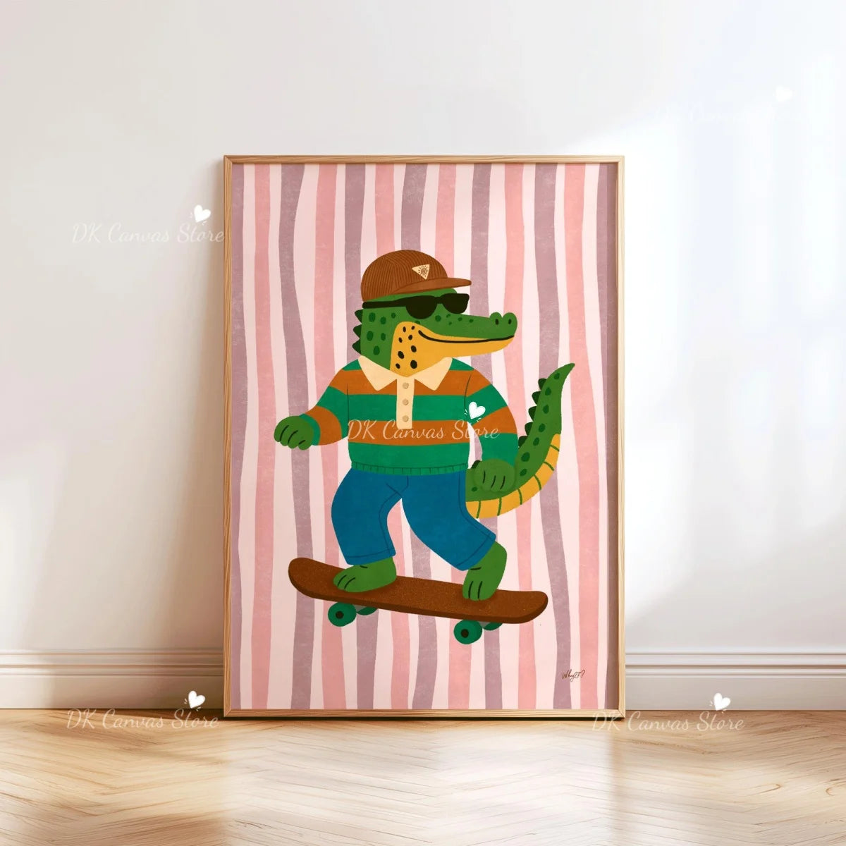 Cute Skateboard Dog Dachshund Canvas Prints Poster Cartoon Funny Animal Art Prints Bedroom Nursery Wall Art Home Decor Poster