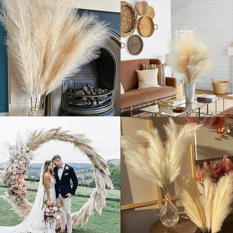 Large Artificial Pampas Grass 97cm Fake Pampas Floral Branches Boho Farmhouse Room Wedding Decor Christmas Halloween Decoration