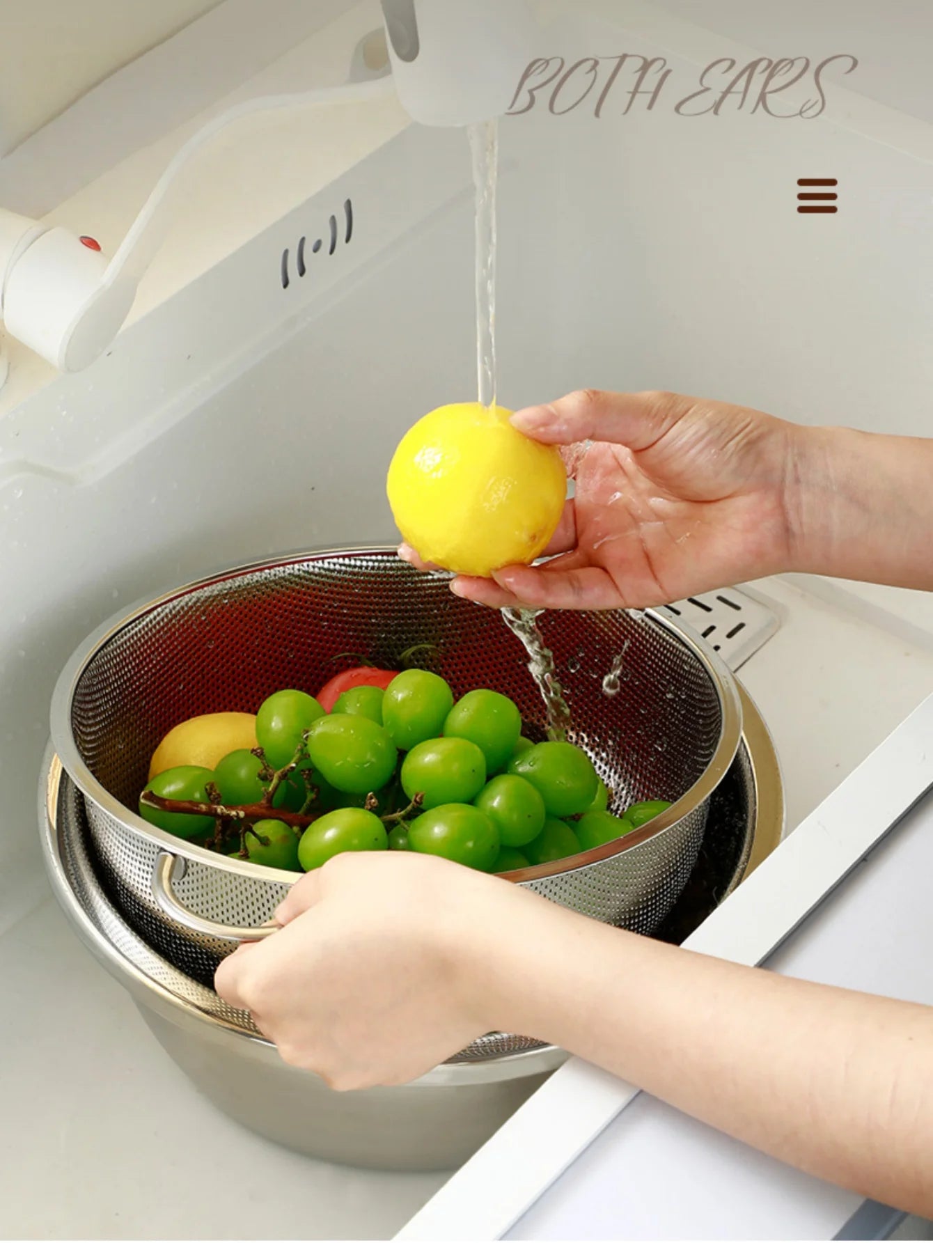 All Purpose Stainless Steel Fine Mesh Strainer Net Baskets with Handles Resting Base Colander Set Kitchen Supplies