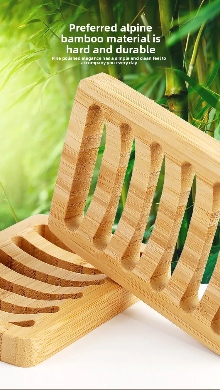 1 Pc Bamboo Soap Dish, Wood Bar Soap Holder for Shower, Trays Self Draining, Soap Saver for Shower Bathroom Kitchen