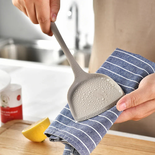 15Pcs Khaki Food Grade Silicone Kitchen Cookware Utensils Turner Spatula Soup Spoon Practical Cooking Tool Kitchenware Set