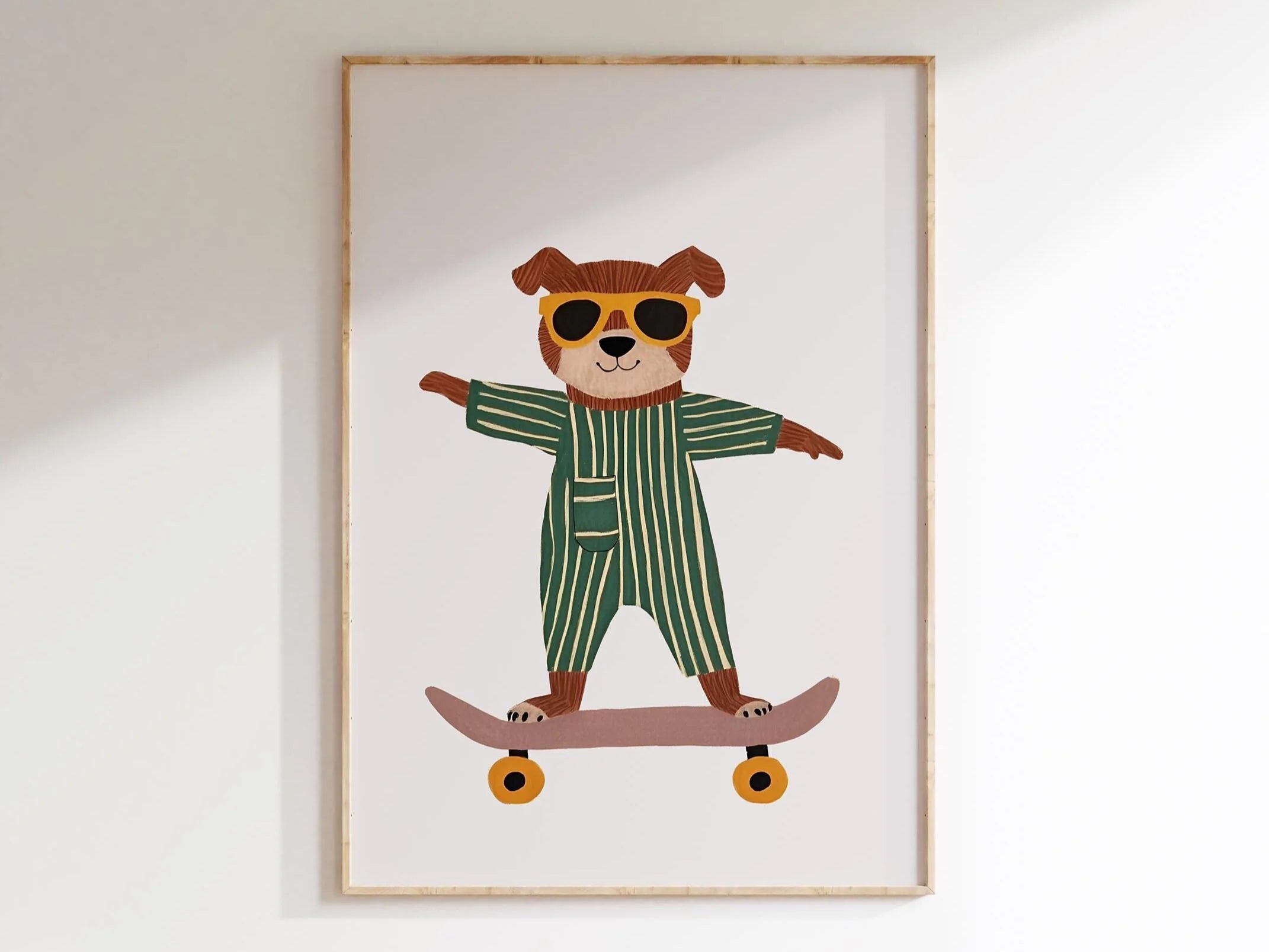 Cute Skateboard Dog Dachshund Canvas Prints Poster Cartoon Funny Animal Art Prints Bedroom Nursery Wall Art Home Decor Poster