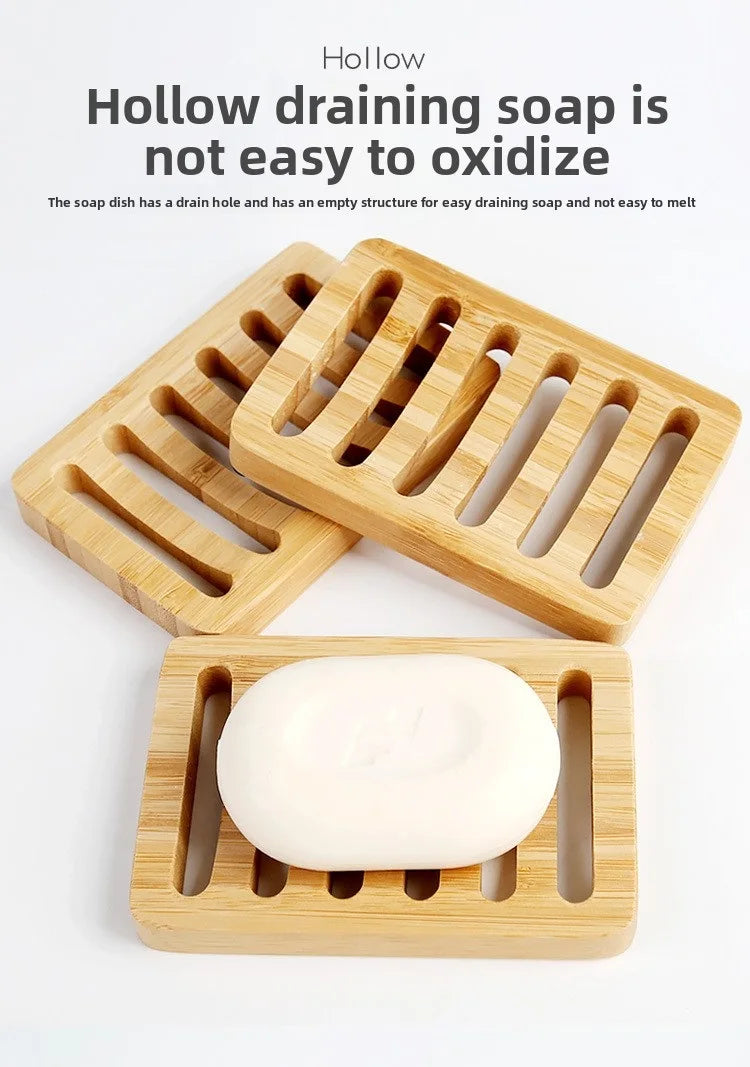 1 Pc Bamboo Soap Dish, Wood Bar Soap Holder for Shower, Trays Self Draining, Soap Saver for Shower Bathroom Kitchen