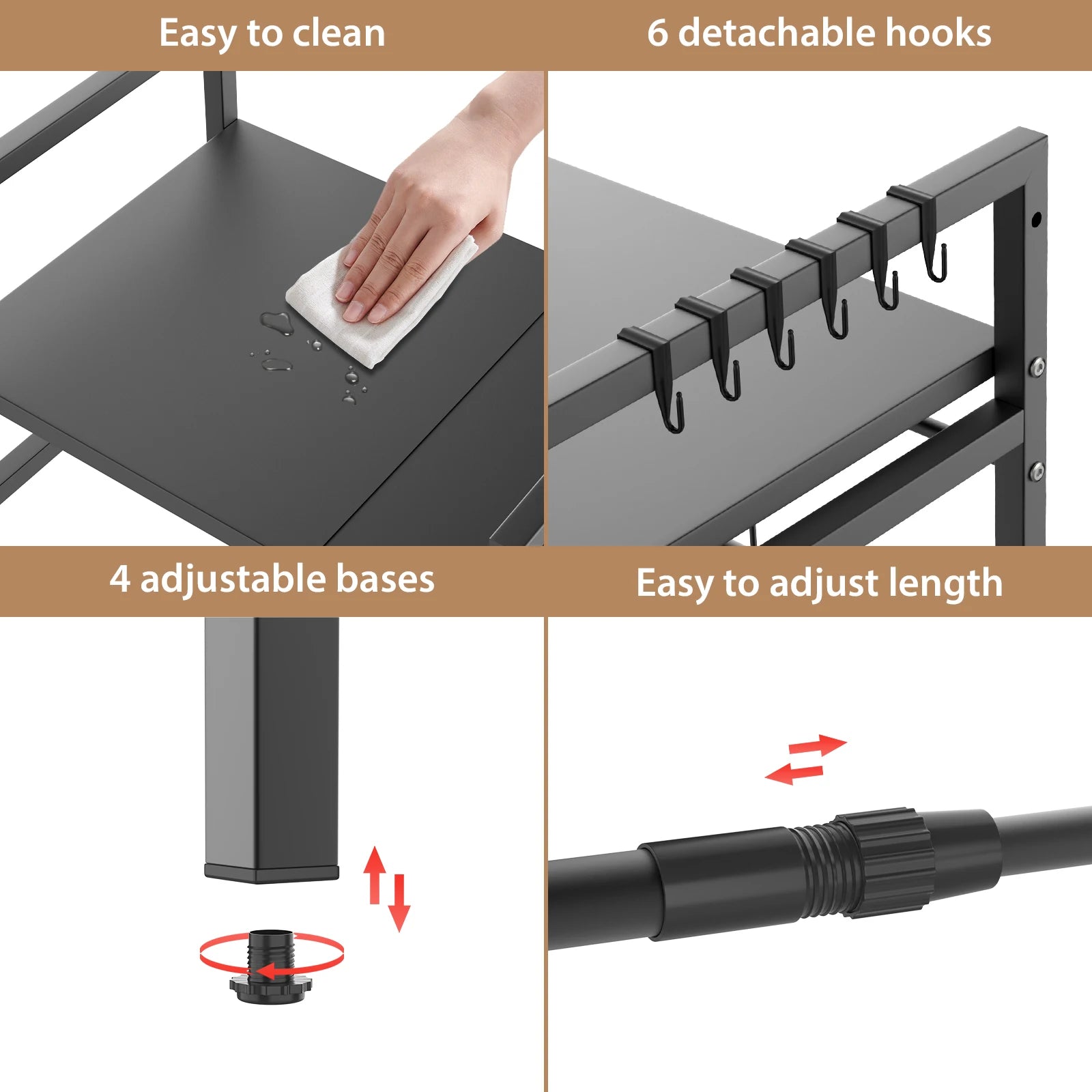 Expandable Microwave Shelf, 1 or 2 Tier Microwave oven Rack Stand Storage Holder Kitchen Corner Shelf Desktop Printer Shelf Rack