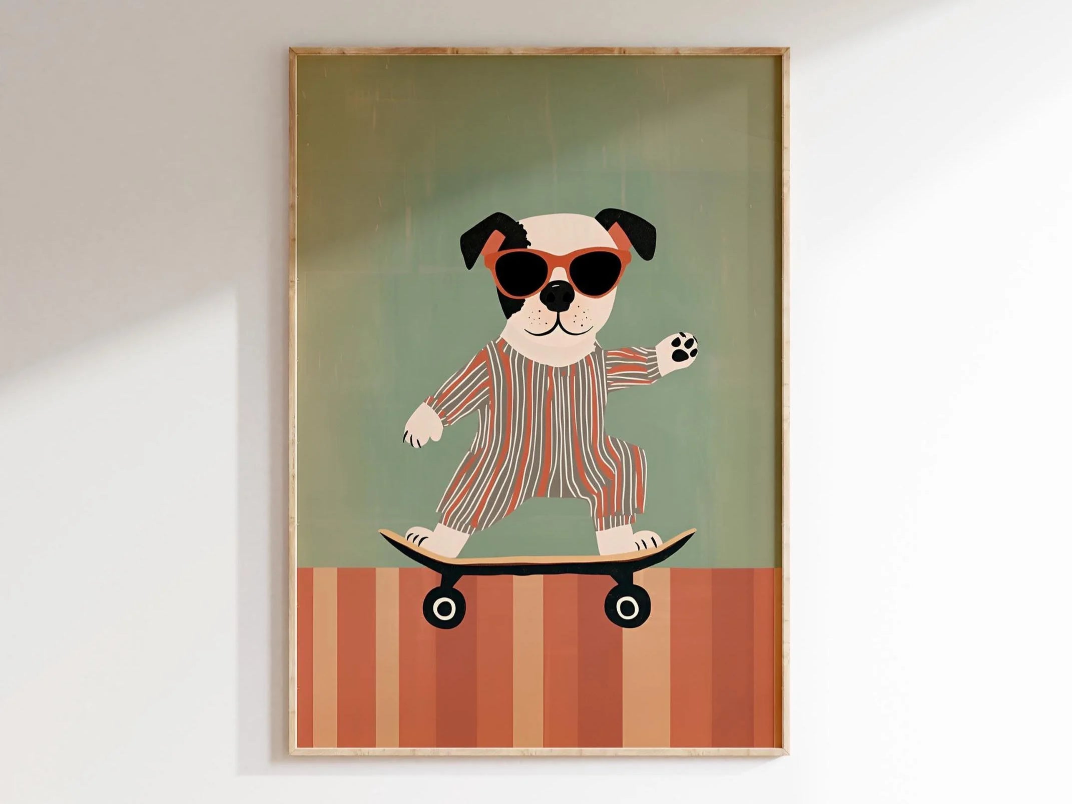 Cute Skateboard Dog Dachshund Canvas Prints Poster Cartoon Funny Animal Art Prints Bedroom Nursery Wall Art Home Decor Poster