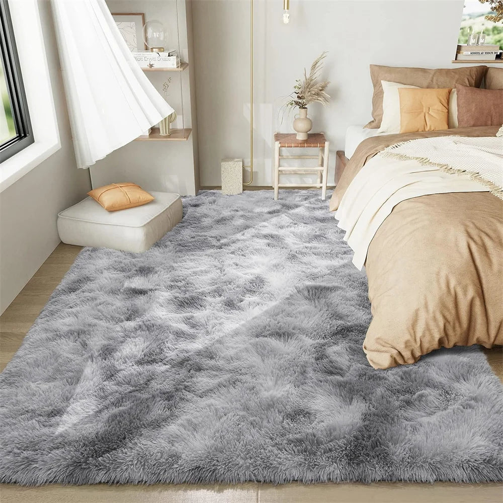Area Rug for Living Room,Brochao 5ft x 8ft Ultra Shag Area Rug Fluffy Rug Soft Fuzzy Non-Slip Carpet Mat for Home Decor Grey