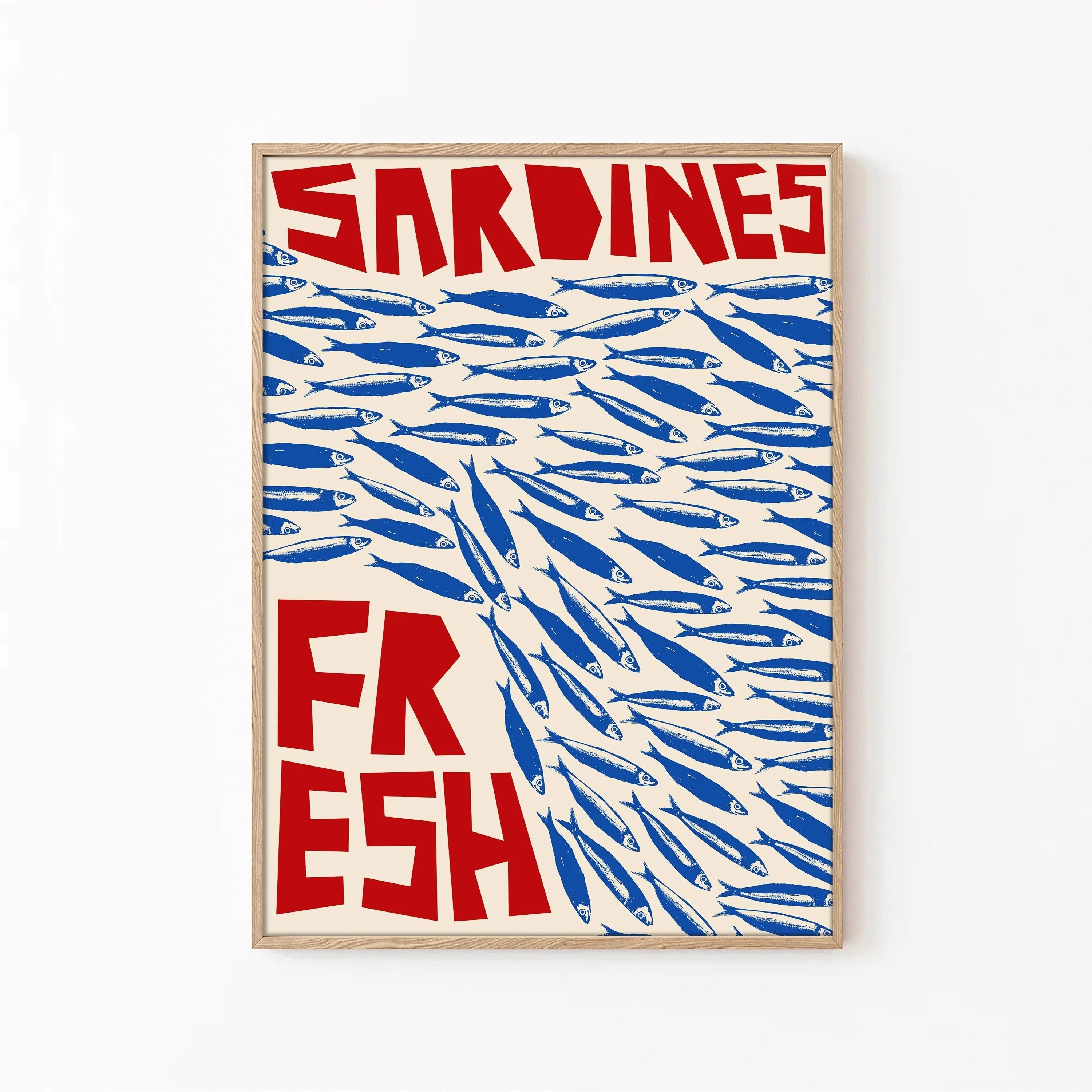 Pink Canned Sardines Canvas Print Sardine Fisherman Aesthetic Wall Art Poster for Modern Living Room Kitchen Home Decor Gifts