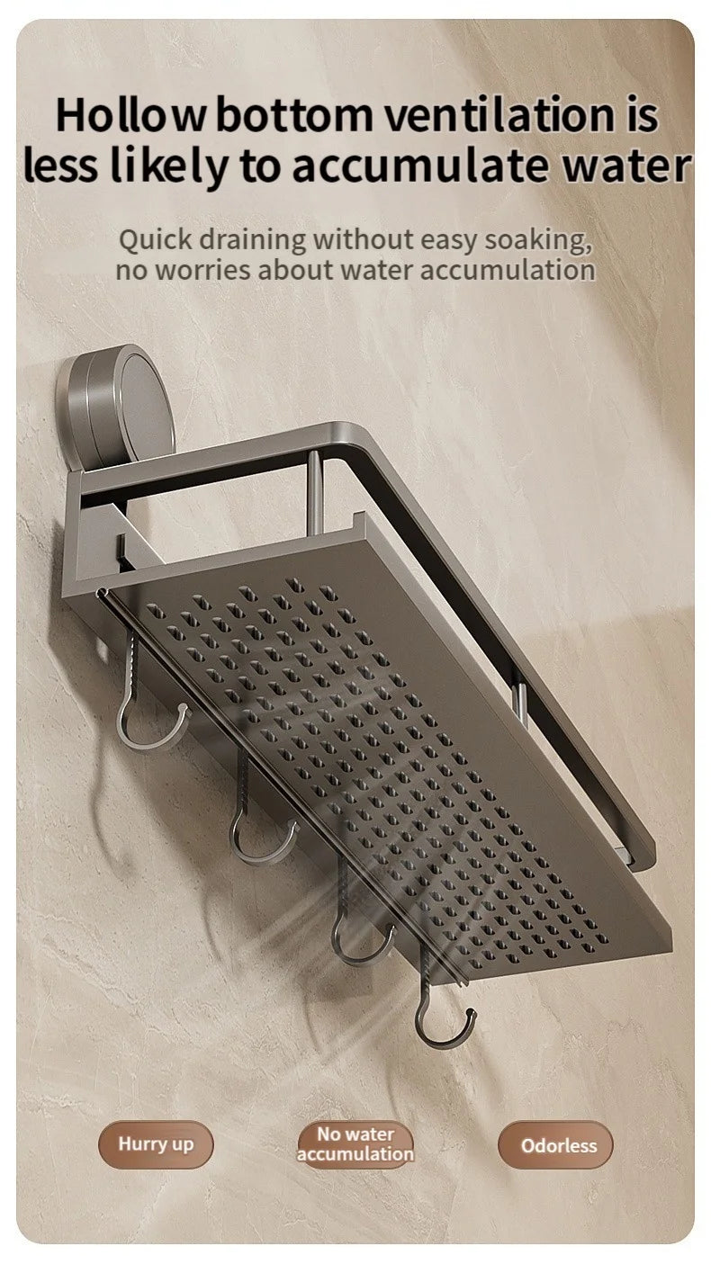 No Drill Suction Cup Suction Bathroom Rack Bathroom Shelf Toilet Space Aluminum Hanging Rack Bathroom Organizer Hang On The Wall