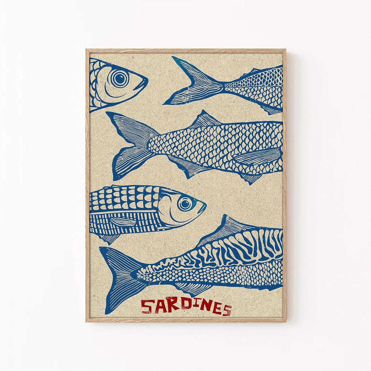 Pink Canned Sardines Canvas Print Sardine Fisherman Aesthetic Wall Art Poster for Modern Living Room Kitchen Home Decor Gifts