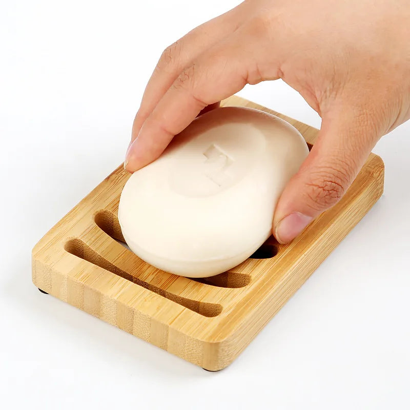 1 Pc Bamboo Soap Dish, Wood Bar Soap Holder for Shower, Trays Self Draining, Soap Saver for Shower Bathroom Kitchen