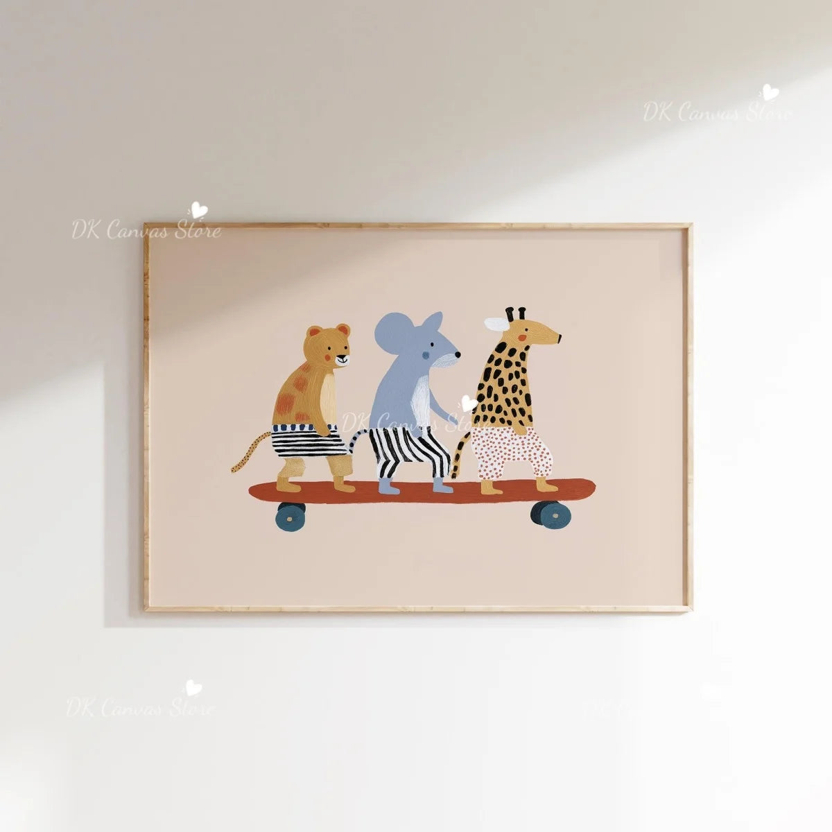 Cute Skateboard Dog Dachshund Canvas Prints Poster Cartoon Funny Animal Art Prints Bedroom Nursery Wall Art Home Decor Poster