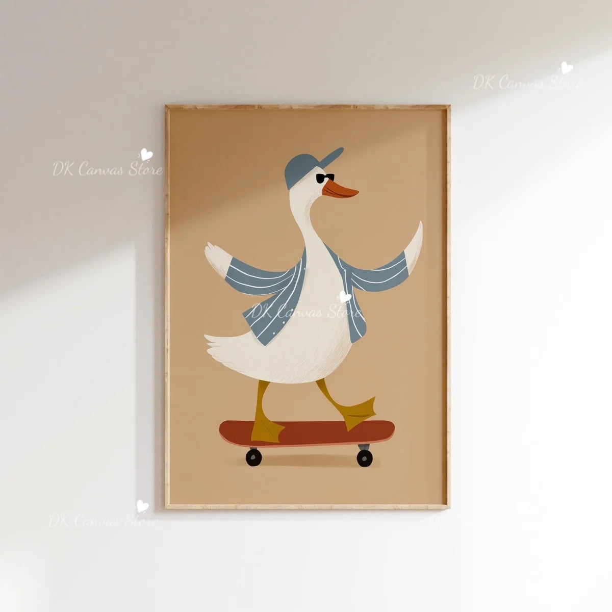 Cute Skateboard Dog Dachshund Canvas Prints Poster Cartoon Funny Animal Art Prints Bedroom Nursery Wall Art Home Decor Poster
