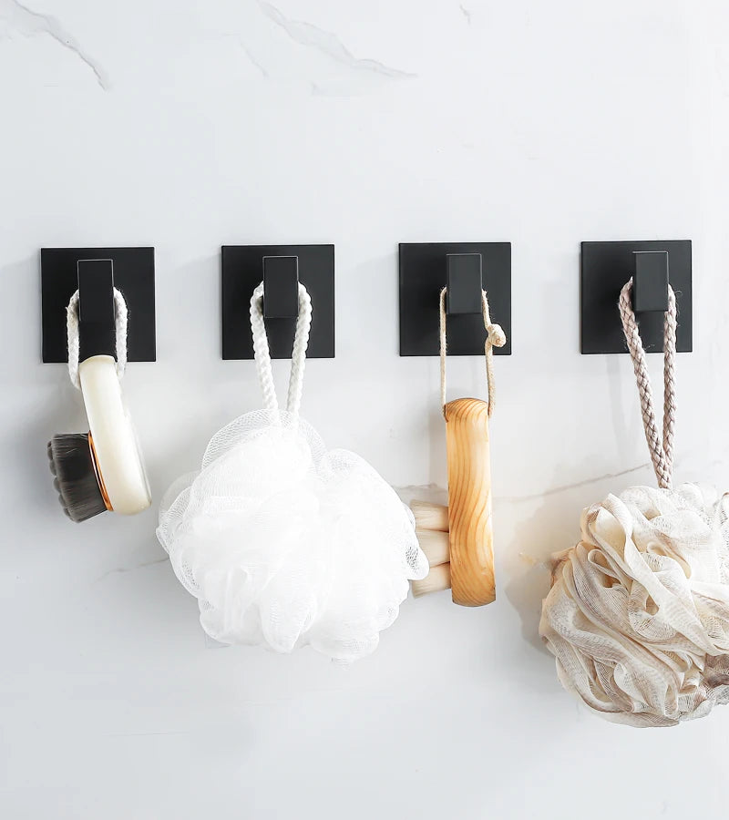 Black Self-Adhesive Wall Hooks For Hanging Keys Clothes Hanger Door Metal Robe Hook Coat Rack Towel Holder Bathroom Accessories