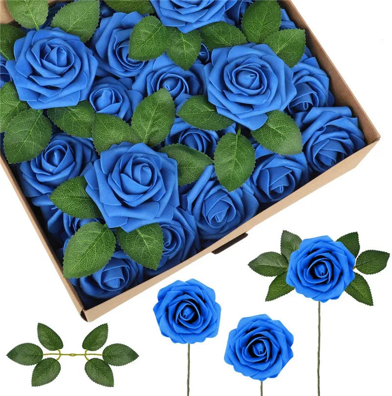 10~100pcs Rose Artificial Flowers Foam Fake Roses Wedding Bouquets Centerpieces Mothers Day Valentines Gifts Party Decoration