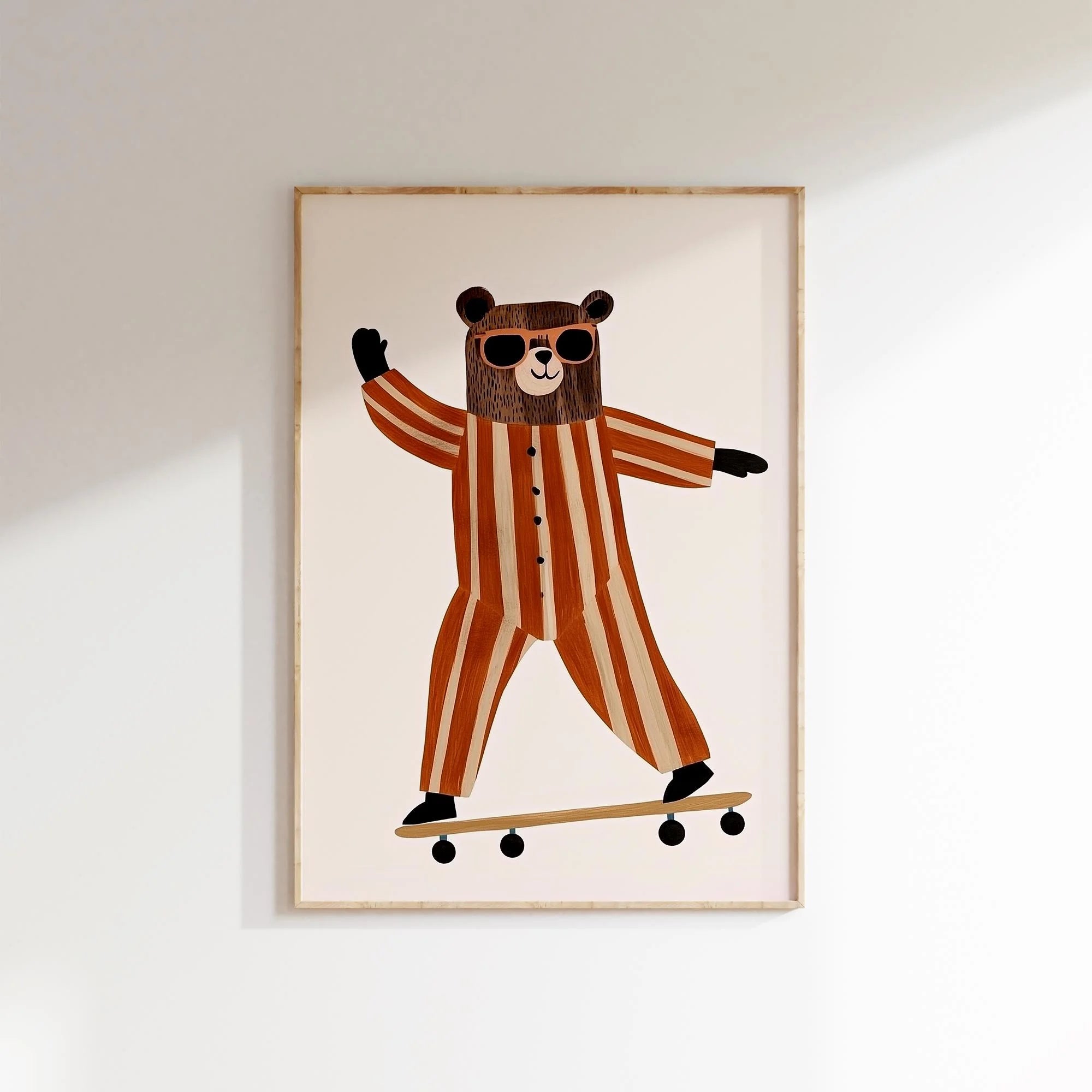 Cute Skateboard Dog Dachshund Canvas Prints Poster Cartoon Funny Animal Art Prints Bedroom Nursery Wall Art Home Decor Poster