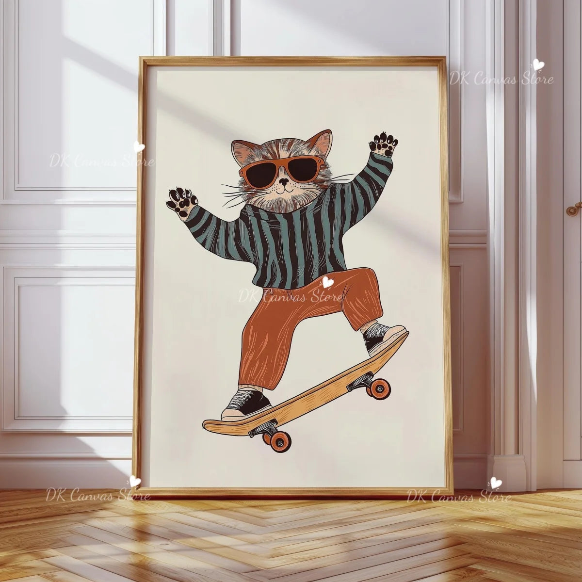 Cute Skateboard Dog Dachshund Canvas Prints Poster Cartoon Funny Animal Art Prints Bedroom Nursery Wall Art Home Decor Poster